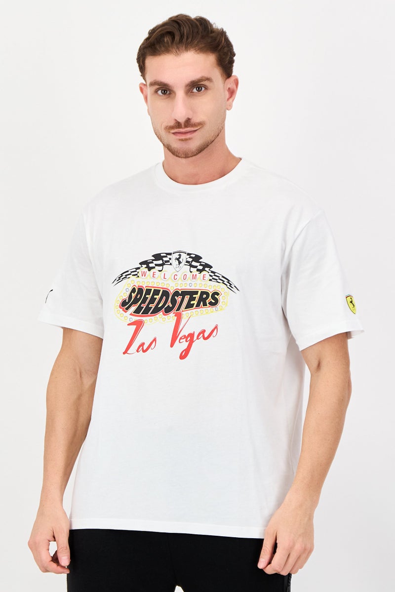 Puma x Scuderia Ferrari Men Sportswear Fit Short Sleeve Outdoor T-Shirt, White - Image 1